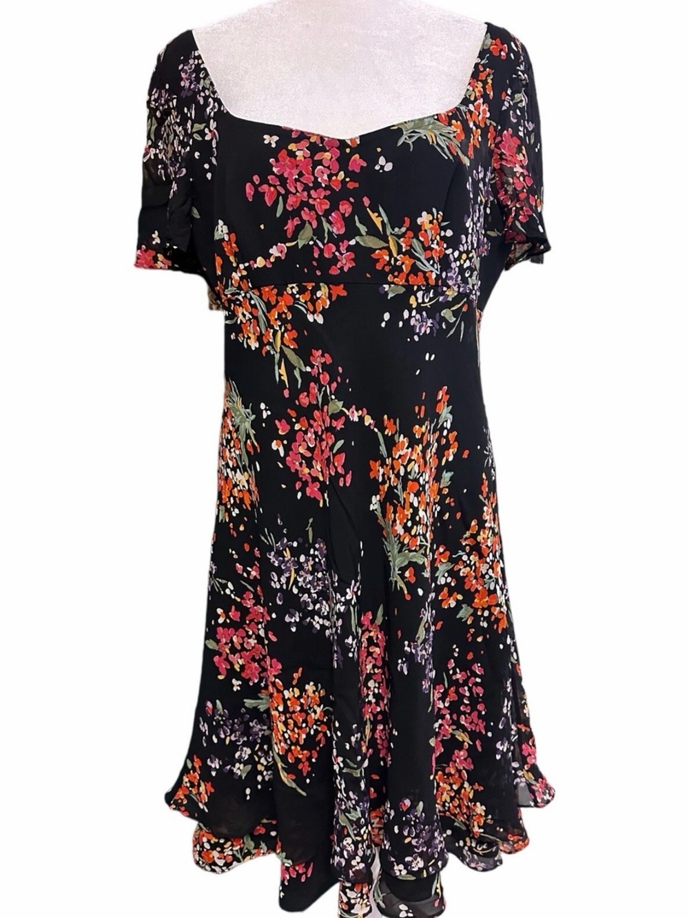 Vintage Kate Unger Evening Black Floral Dress Sz 10 F28